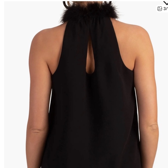 Trina Turk Black Top with Feather Detail NWOT 8 - Picture 2 of 3